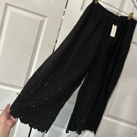 Anthropologie Black Hem Designed Wide-Leg Pants - Picture 1 of 11